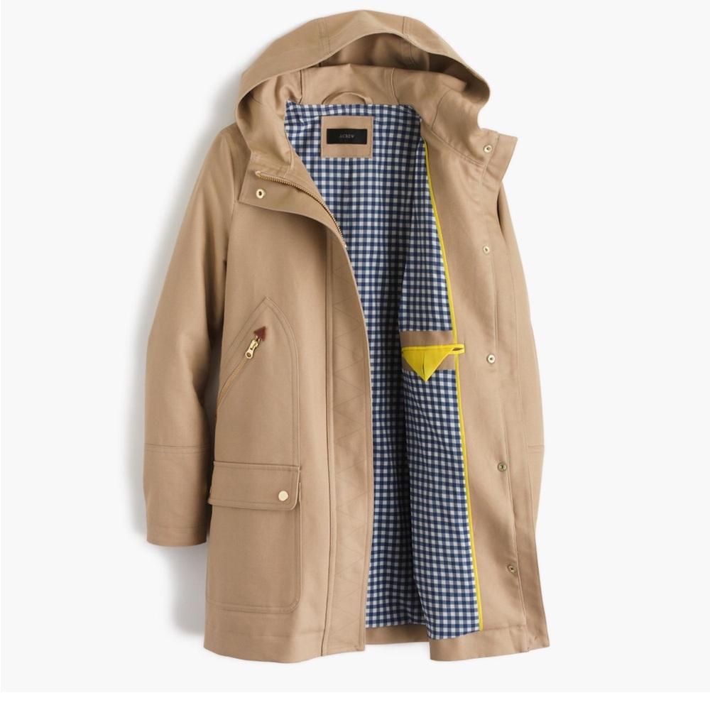 J. Crew Chateau Women's Beige Trench Coat Plaid Lining